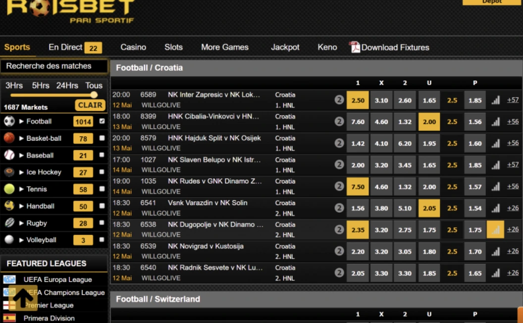Interface Roisbet Cameroun Officiel